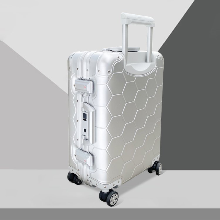 Silver Metal Hard Shell Carry-on Suitcase