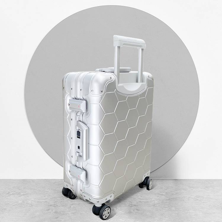 Silver Metal Hard Shell Carry-on Suitcase
