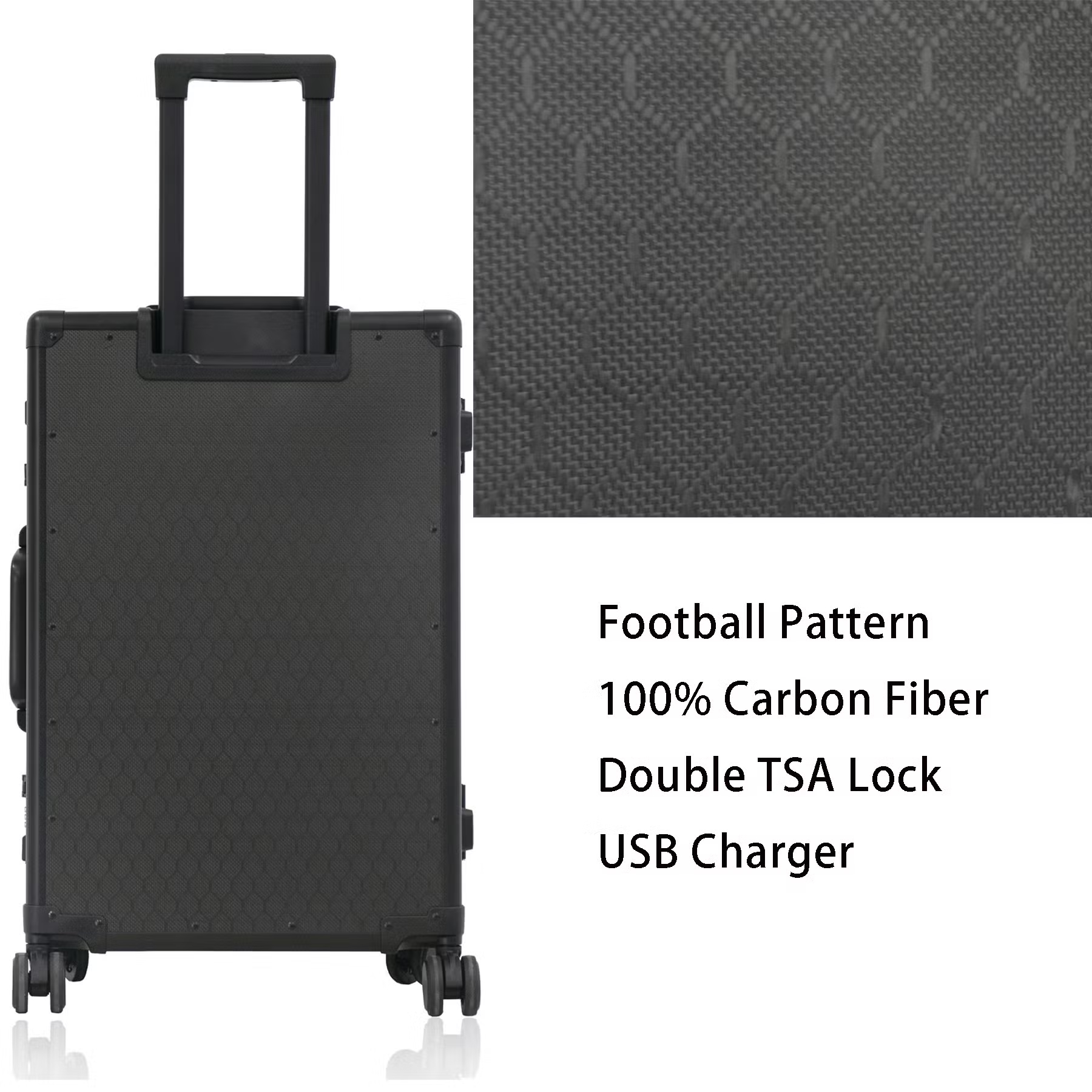 Multi-Functional Tsa-Lock 100% Carbon Fiber Luggage with Mute Double Wheels
